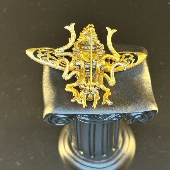 JOAN RIVERS BUMBLE BEE BROOCH PIN MULTI-COLOR CRYSTAL SIGNED RED ORANGE - Picture 3 of 3